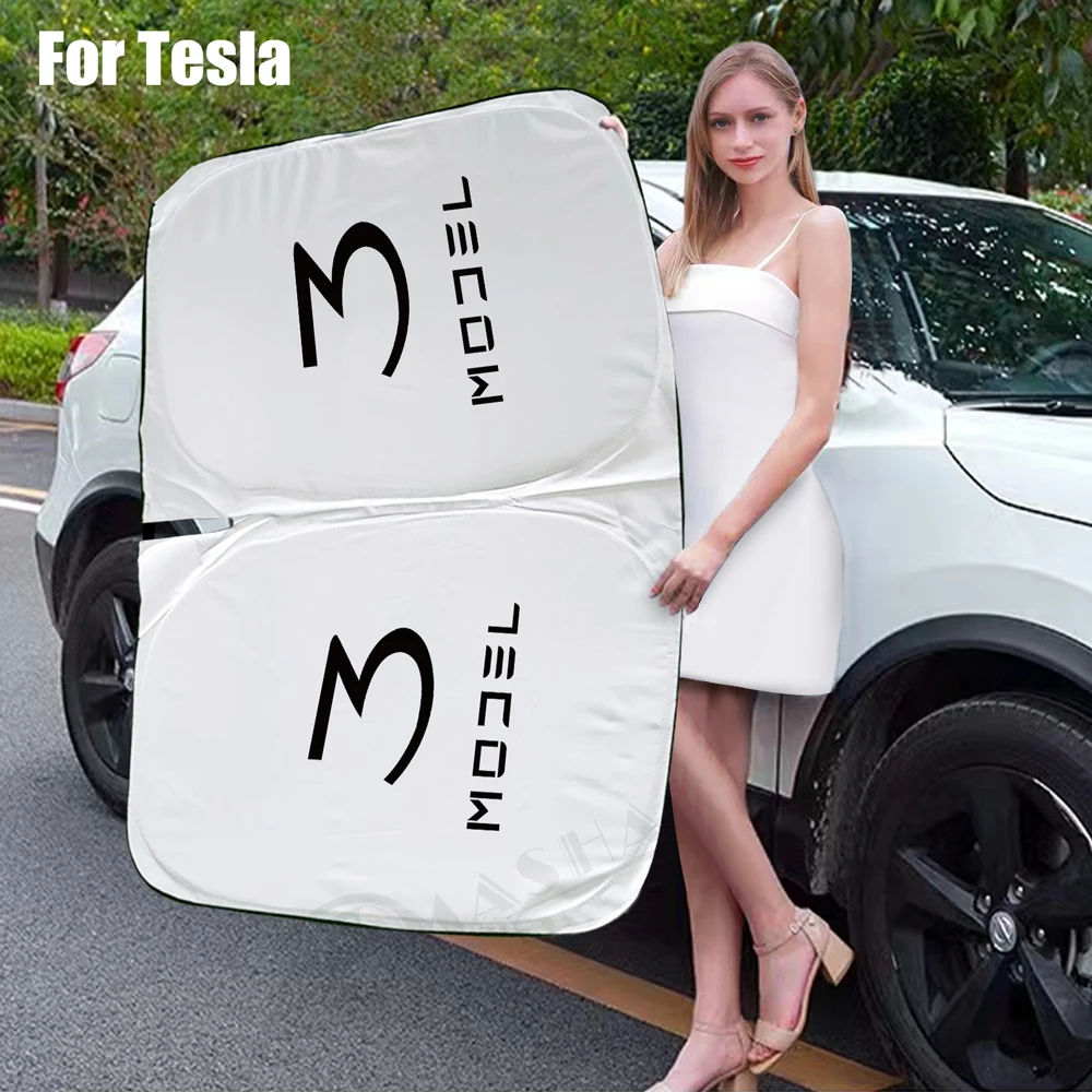 

For Tesla Model 3 Model Y Car Windshield Sun Shade Covers Visors Auto Front Window Sunscreen Parasol Sunshade Accessories New