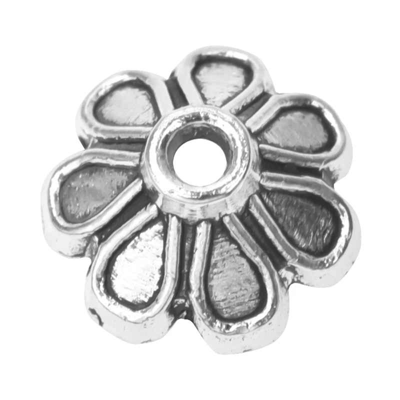 

60pcs/Lot Vintage Silver Color Flower Daisy Hollow Leaves Big Hole Bead Caps For Jewelry Making DIY Necklace Earrings Bracelet