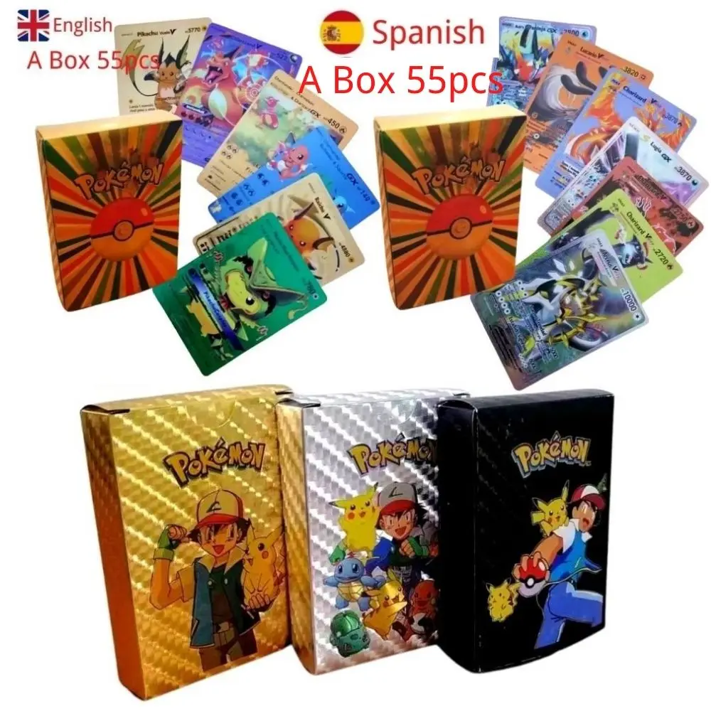 

Новые карты покемона, металлическая Золотая Серебряная карточка Vmax GX, Charizard Pikachu, редкая коллекция, Боевая тренировочная карточка, детские и...