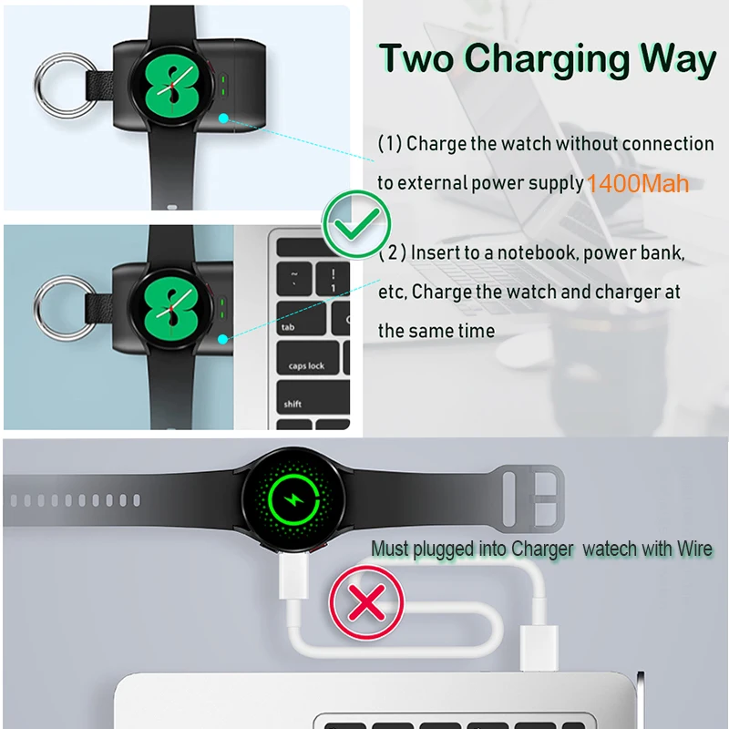 charger for galaxy watch active 2 1400mah power bank wireless charging for samsung galaxy watch 34 gear s3 portable magnetic free global shipping