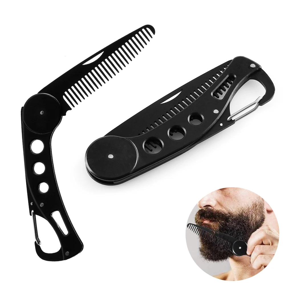 

Men Beard Comb Stainless Steel Folding Combs Portable Hair Comb Brush Anti Static Mustache Comb Hairdressing Styling Tools