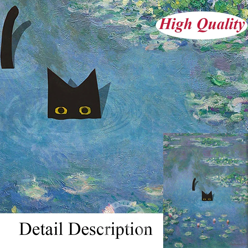 Картина на холсте Monet с изображением кошки-лилии постер цветами Клода Моне в