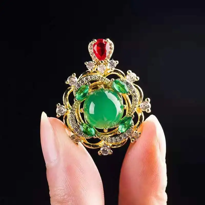 

Natural Jade Chrysoprase Pendant Necklace Women Men Green Chalcedony Jades Stone Silver 925 Jewelry Amulet Gifts Fashion Charms