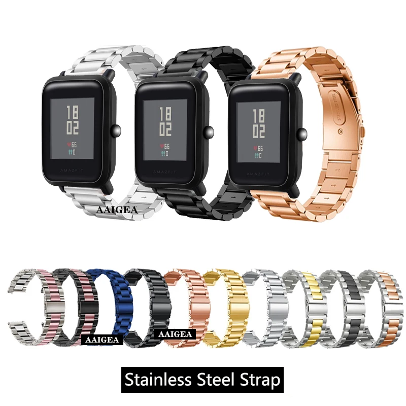 

20mm 22mm WatchBand Stainless Steel Metal Strap for Huami Amazfit Bip 3 Lite S U Pro Pop / GTS 2e GTS2 mini GTS3 / GTR 42mm