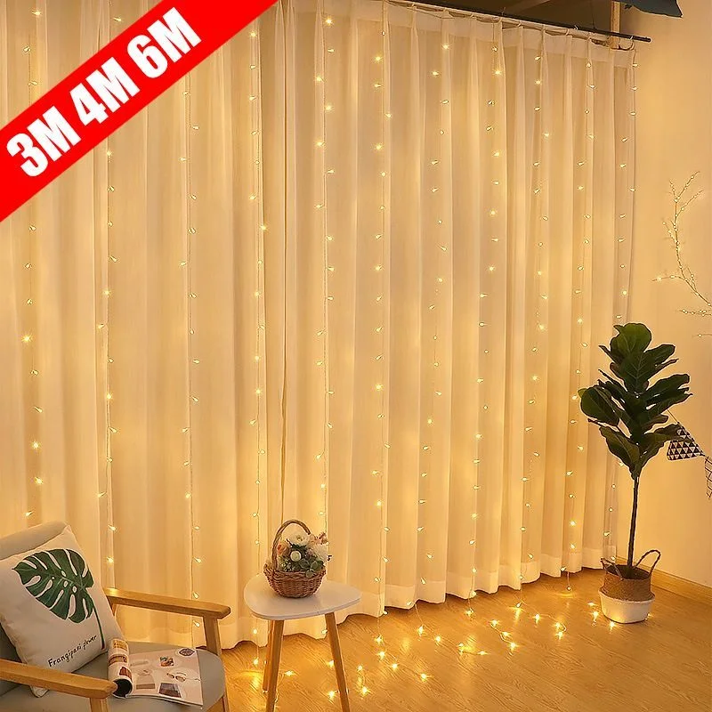 

LED String Lights Christmas Decoration Remote Control USB Wedding Garland Curtain 3M Lamp Holiday For Bedroom Bulb Outdoor Fairy