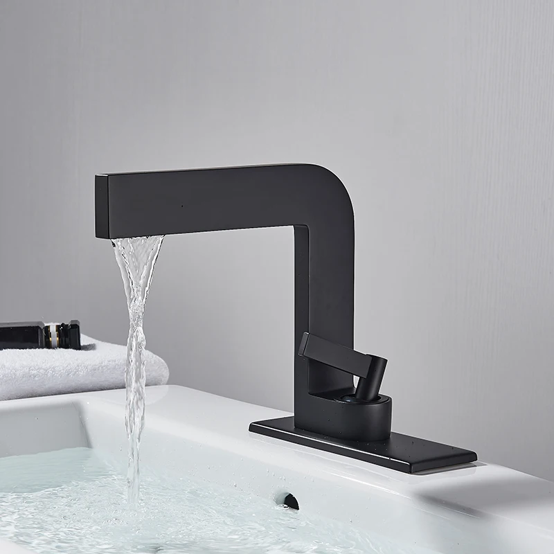 

Matte Black Basin Faucets Modern Minimalism Brass Bathroom Faucet Deck Mount Vessel Sink Crane Cold Hot Water Mixer Tap