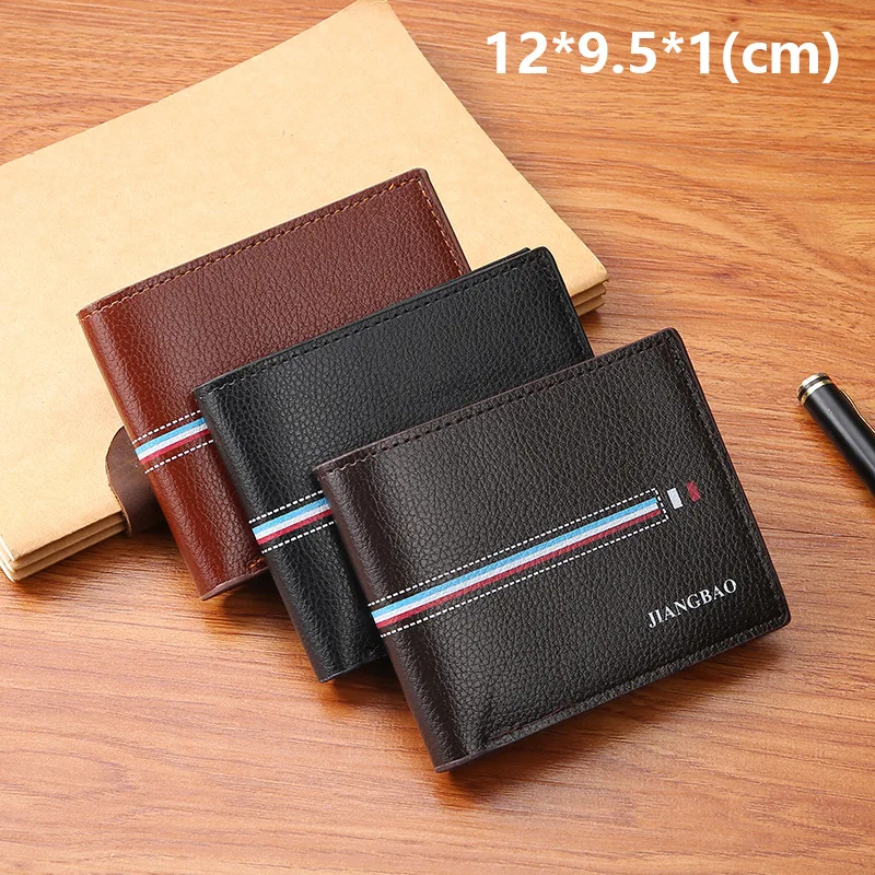 

Solid Color Business Men's Short Wallet Korean Youth Men's Horizontal Wallet Trend Card Pack Purse Credit Card Holders Money Bag