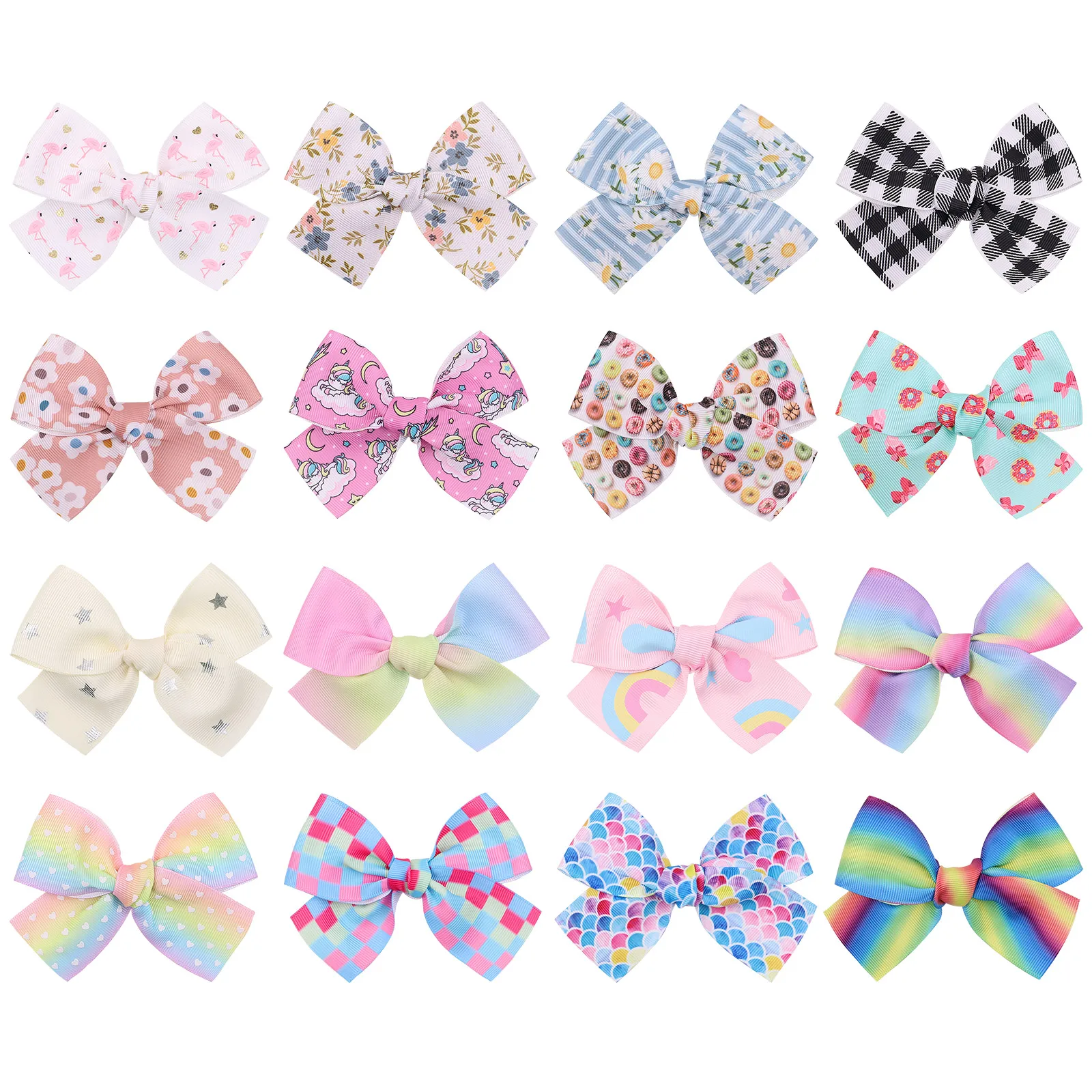 

Wholesale 4.4'' Flower Printed Bowknot Hair Clip For Kids Girls Gradient Color Ribbon Bow Baby Hairpin Headwear Hair Accessories
