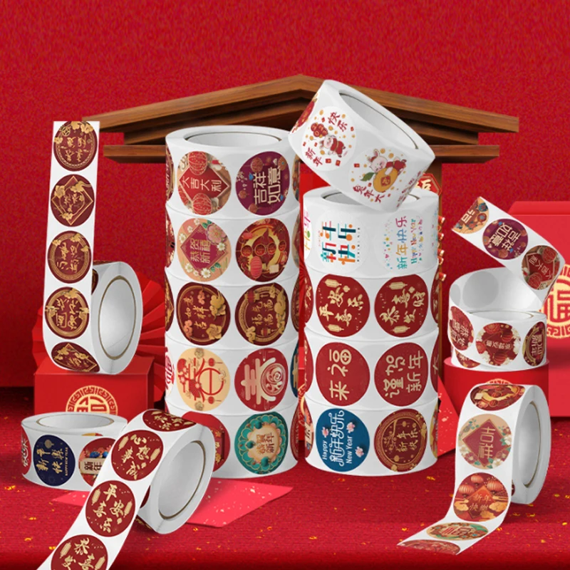 

2023 Rabbit Chinese New Year Stickers Happy New Year Holiday Sticker For Envelope Baking Packaging Holiday Party Supplies 500pcs