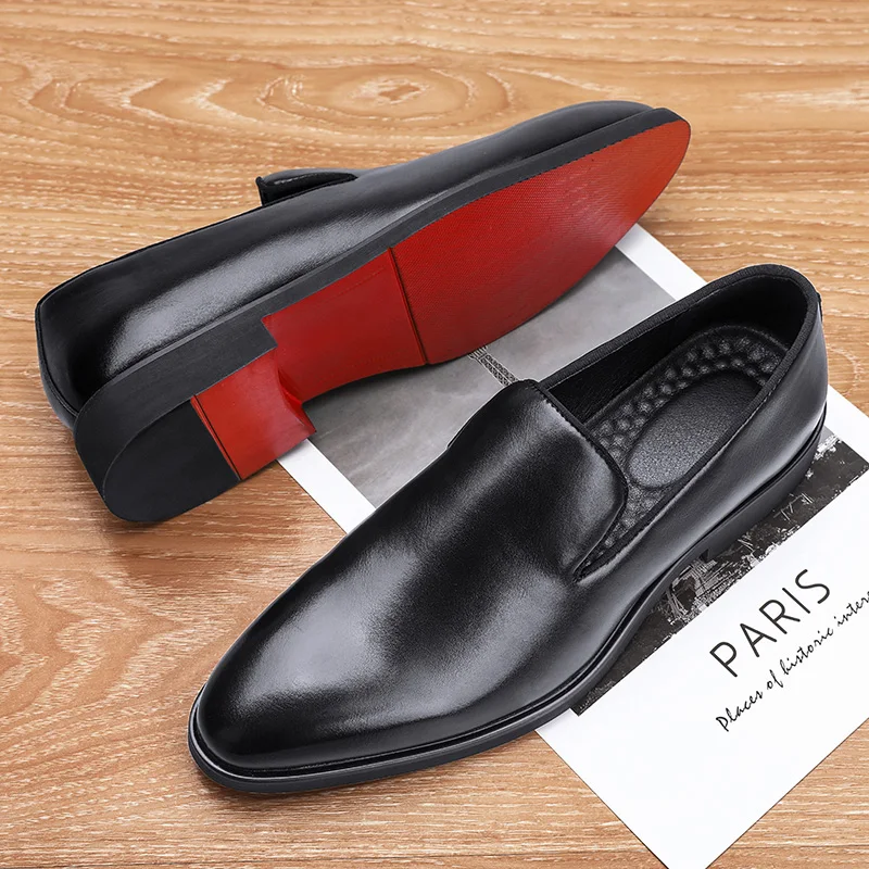 

Fashion Men's Shoes New British Style Loafers Trendy Red Sole Casual Shoes Luxury Brand Business Formal Dress Shoes Mocassins