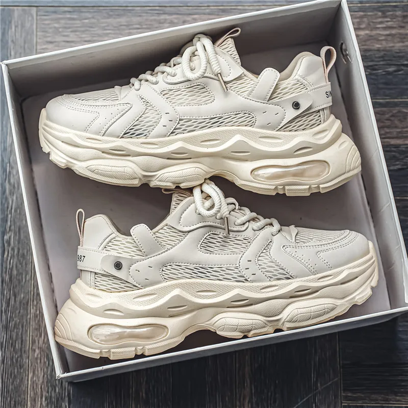 Мужская модная дышащая Спортивная обувь со шнуровкой модный трендовый дизайн