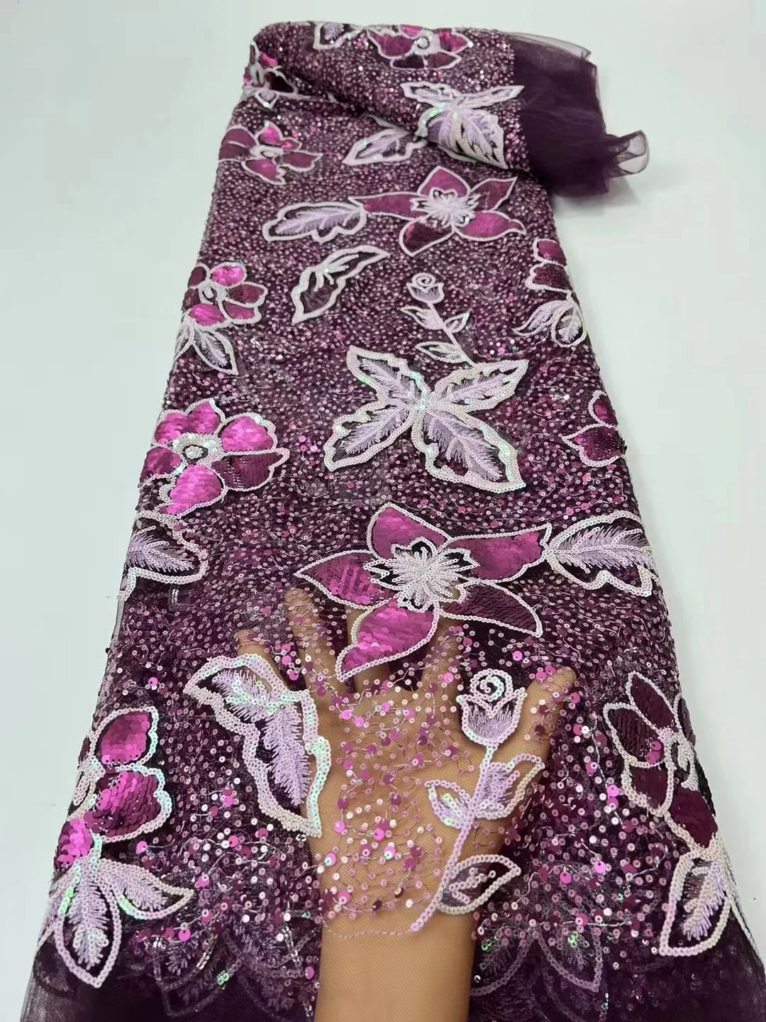 

Французская фиолетовая блестящая Свадебная Тюлевая кружевная ткань 2023, Высококачественная африканская нигерийская сетчатая ткань для вечернего платья