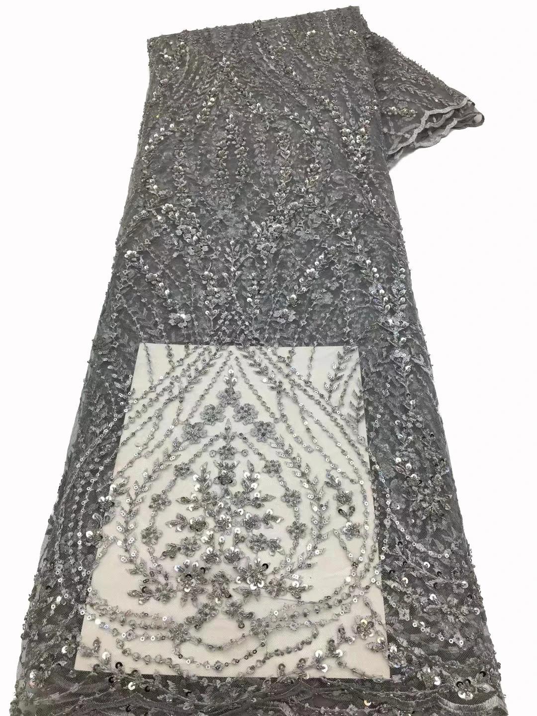 Высококачественная плоская вышитая ткань с бусинами и блестками винтажные