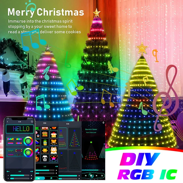 Tuya App Christmas RGBIC Tree Lights Ideal LED Fairy String Light DIY Smart Bluetooth Star Lights Xmas Wedding Party Decoration 1