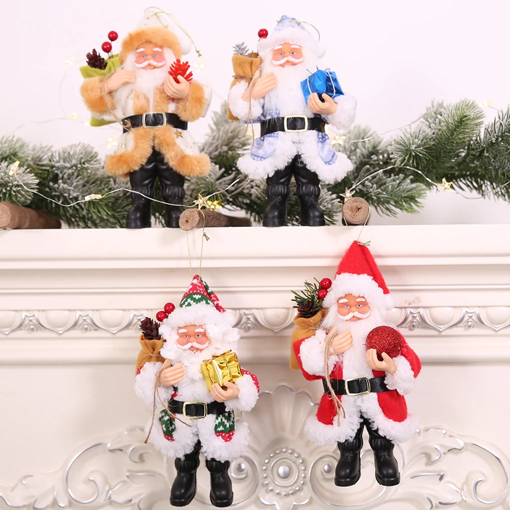 Resin Santa Claus Hanging Doll Christmas Gift Figurine Table Decoration Xmas Tree Ornament Children Gift Toy Pendant