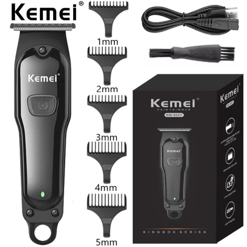 

Электрические триммеры для волос Kemei 2022, Беспроводная Машинка для стрижки волос с T-образным лезвием, мощная перезаряжаемая машинка для пари...
