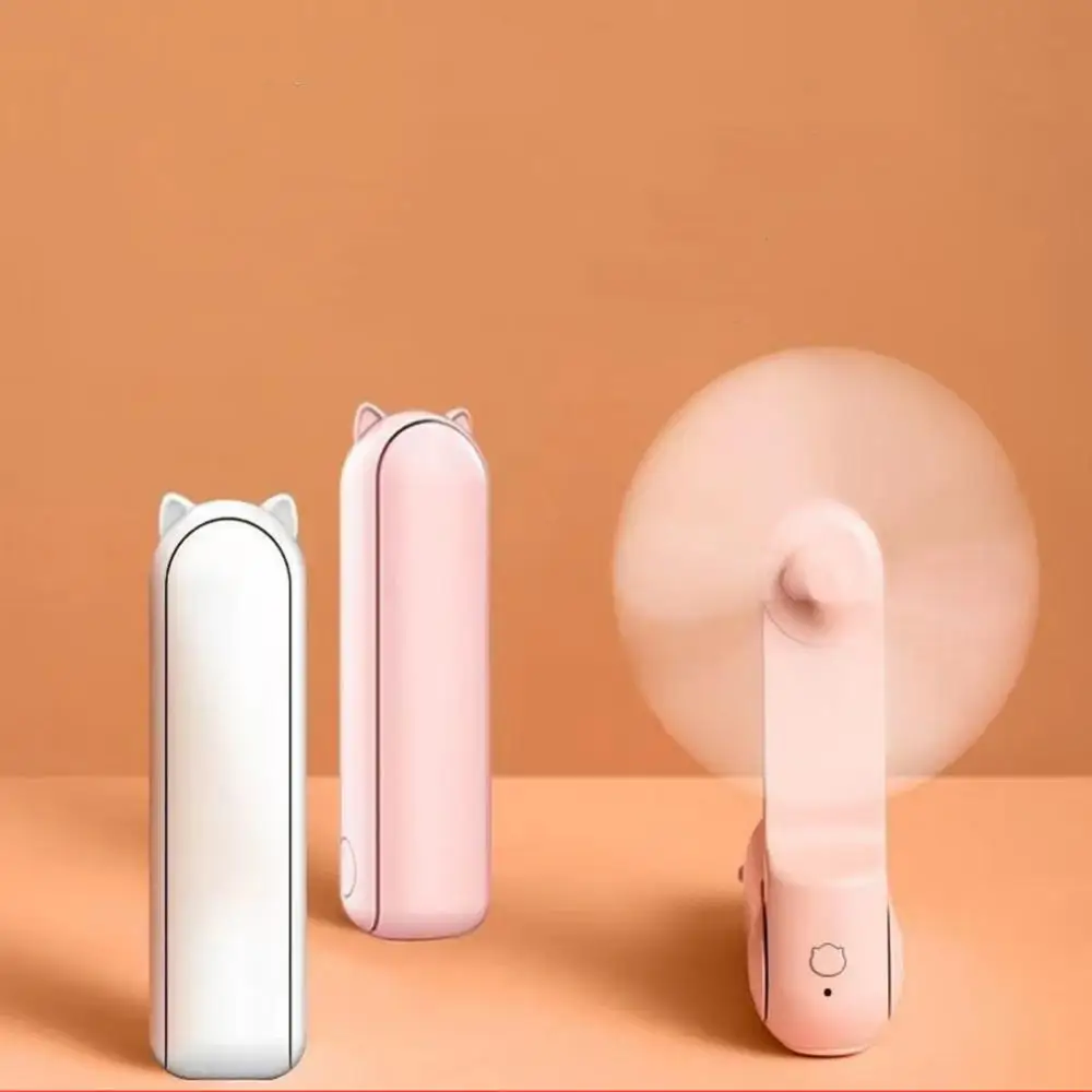 

Cute USB Mini Fan Folding Portable Handheld Cooling Fan Rechargeable Quiet Pocket Fan With Flashlight And Power Bank 2022