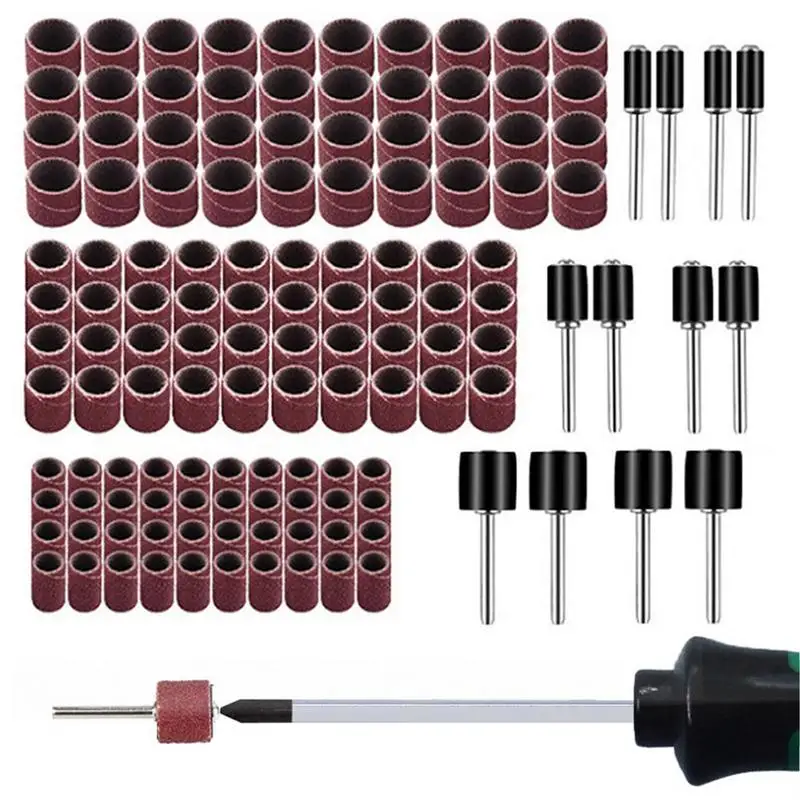 Sander Sleeves Kit 132PCS Corundum Sanding Drum Bands For Metal Home Improvement Accessories Sander Drums For Polishing Cleaning