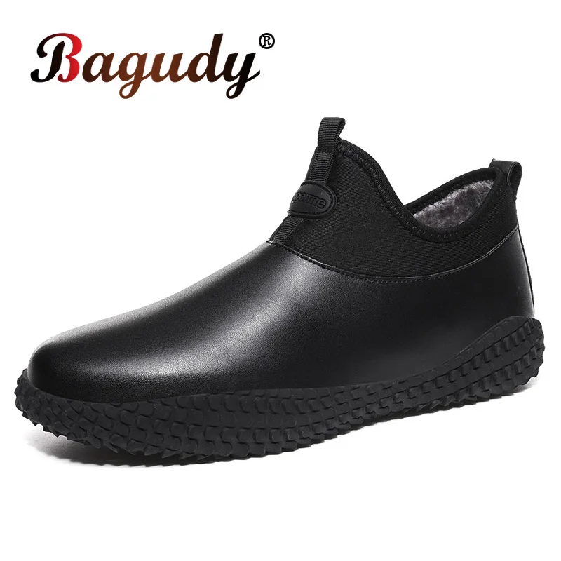 

Ботинки мужские зимние теплые из плюша, модные водонепроницаемые кроссовки, Нескользящие, кожаные ботинки, размеры 39-48