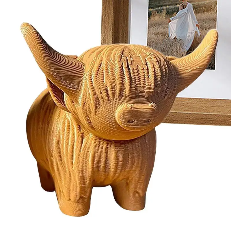 

Фигурка шотландской горной коровы, имитация шотландской коровы, фигурка животного, искусственный 3d-артефакт с принтом для подарка, дома