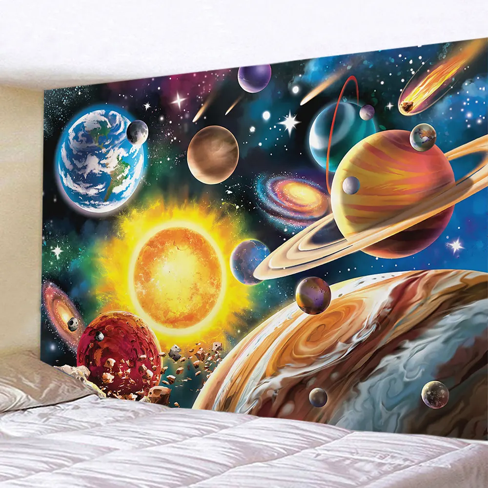 

Cosmic Planet Tapestry Boho Hippie Wall Hanging Psychedelic Starry Sky Tapestries Aesthetic Room Decor Wall Art For Living Room