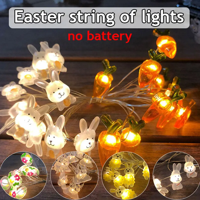 

Easter Bunny String Lights Easter Decoration For Home Carrot Rabbit Colorful Eggs Light Supplies Happy Easter Gifts Party