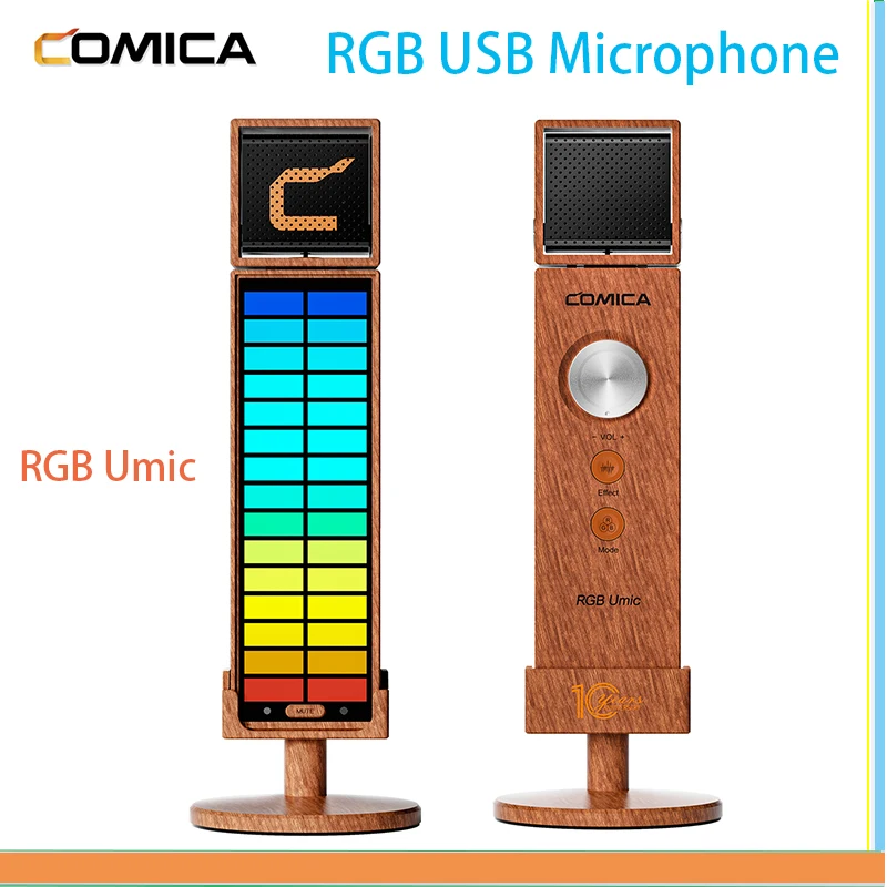 Comica RGB USB Microphone Wired Condenser Mics Sound Control Light Mic Adjustable Microphones For Phone Computer PS4/5 Xbox Umic