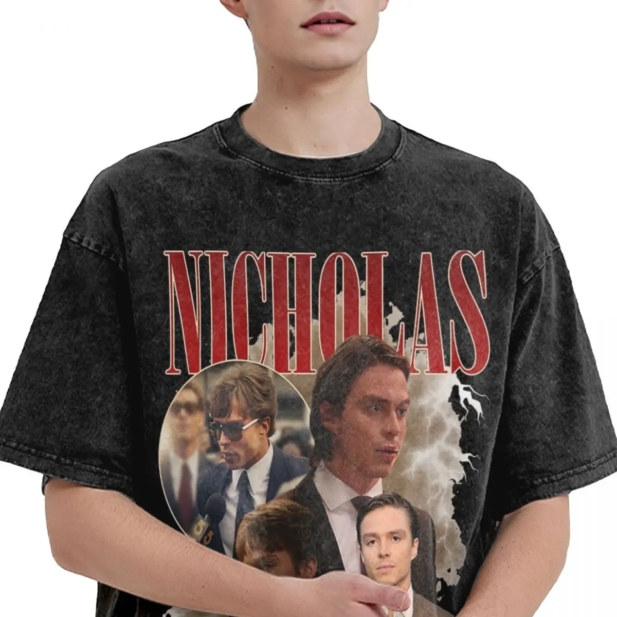 Футболка оверсайз с принтом окружающего актера из 100% хлопка в стиле хип-хоп