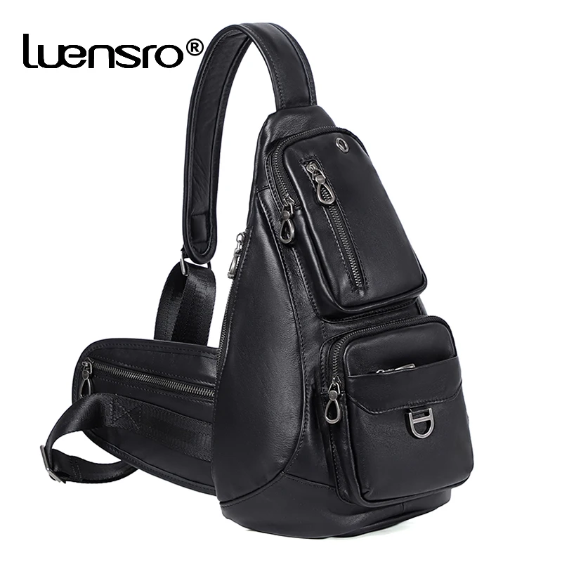 

Сумка-слинг мужская из натуральной кожи, нагрудная Сумочка на плечо в стиле ретро, мессенджер, уличный дорожный ранец через плечо