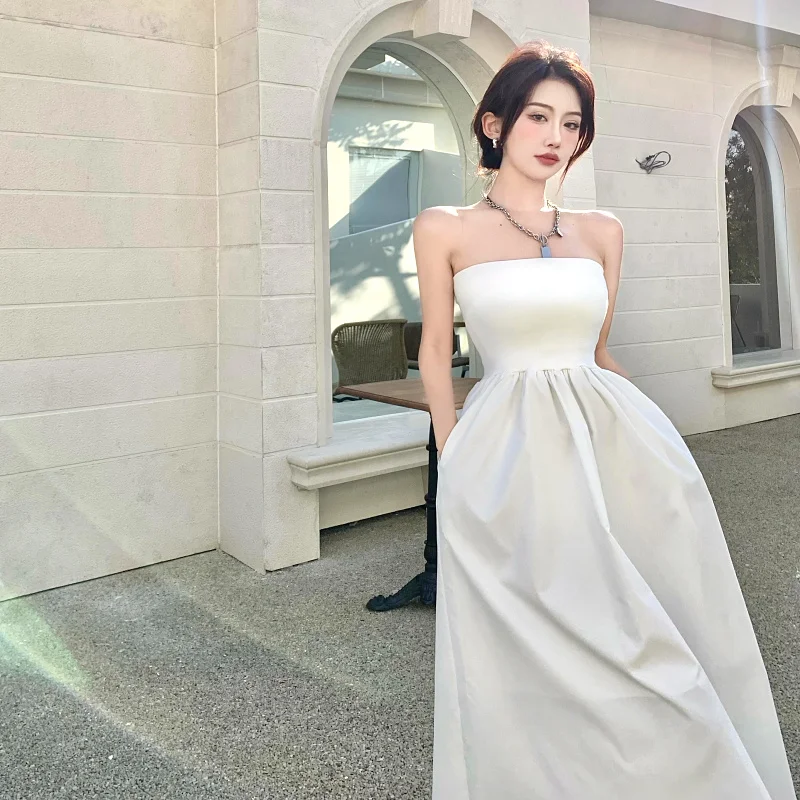 Женское платье-топ с завышенной талией, привлекательное длинное приталенное пушистое платье для отдыха и вечеринок, лето 2023