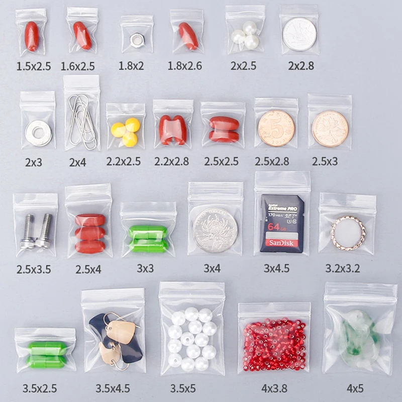 

Пластиковые мини пакеты на молнии, 100 шт