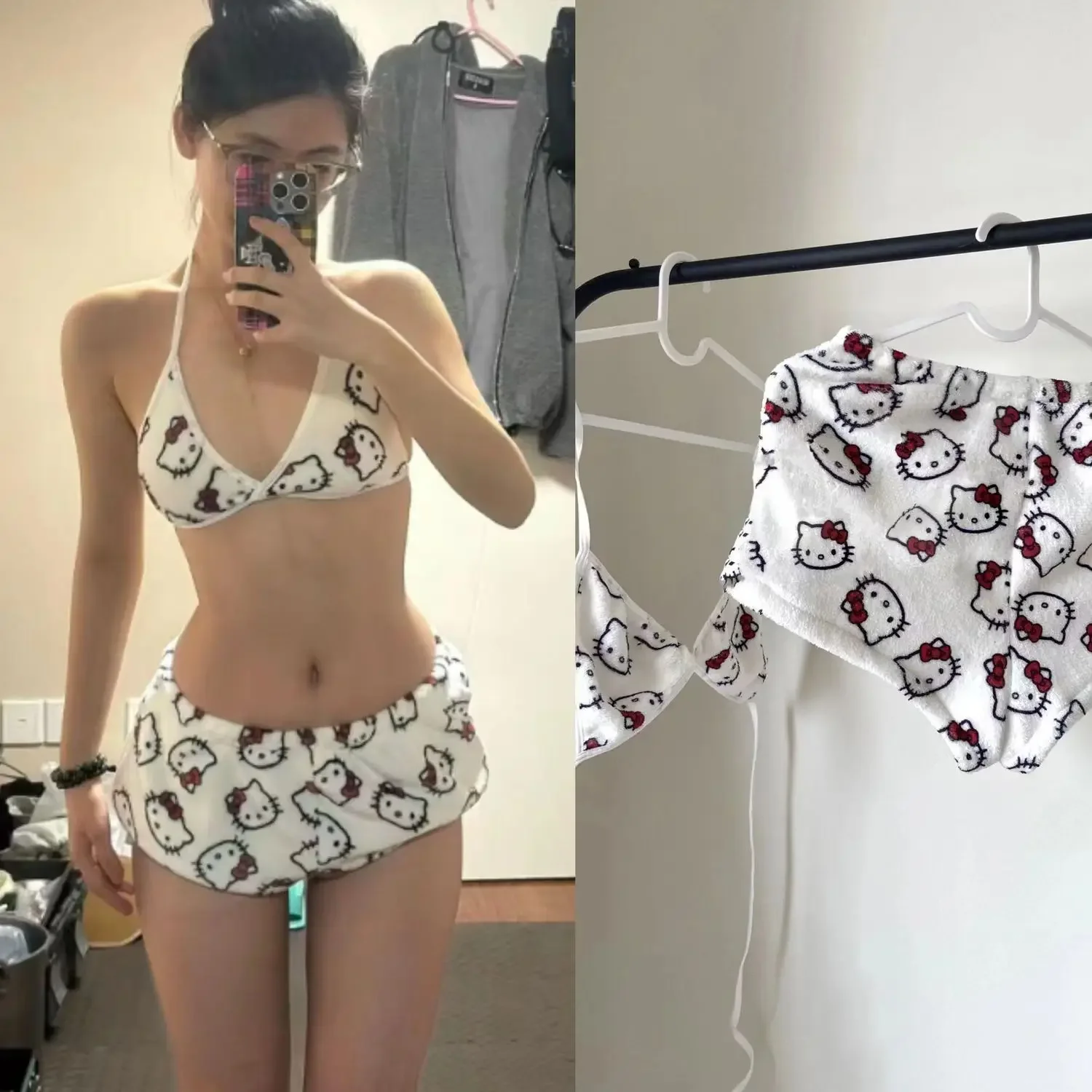 Свободная Женская пижама Miniso Sanrio Hello Kitty из двух частей женские штаны для сна с