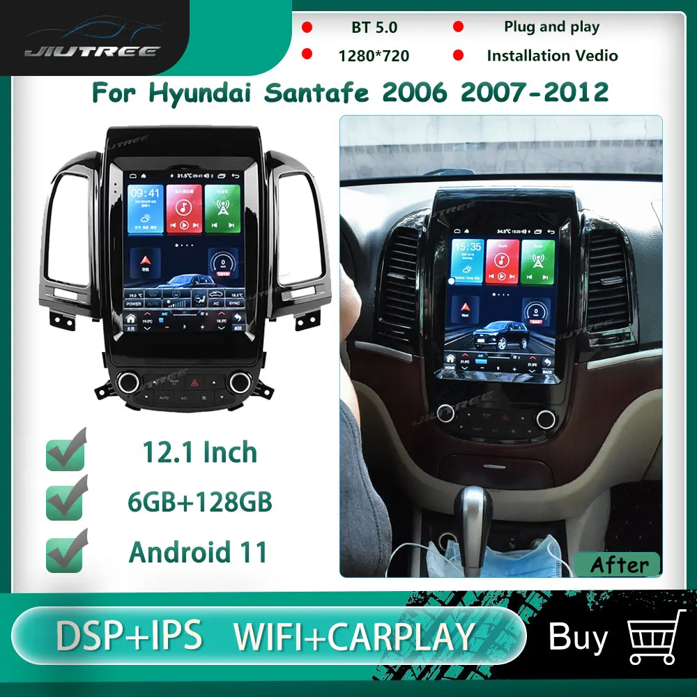 

12.1" Android 11 For Hyundai Santafe 2006 2007 2008 - 2012 Car Radio DVD Multimedia Player Auto Radio Automotivo GPS Navigation