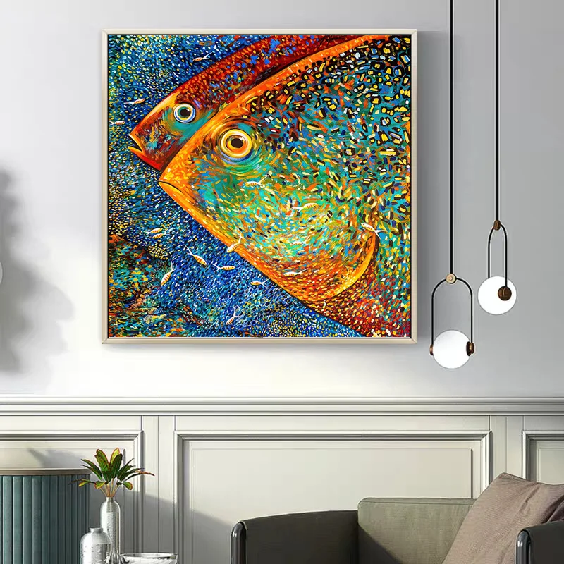 

Abstract Kids Room Decor Fish Canvas Painting Posters and Prints Modern Wall Art Pictures for Living Room Cuadros Home Decor