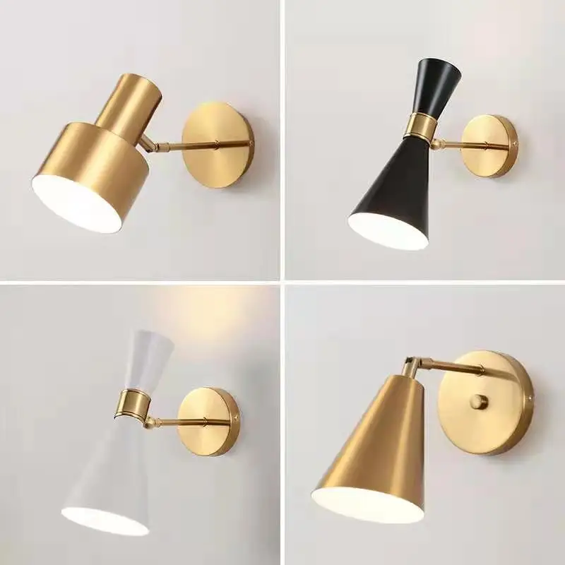 

New Upper And Lower Horn Wall Lamp Imitates Copper Post-Modern Retro Living Room Study Hallway Bedroom Bedside Wall Light