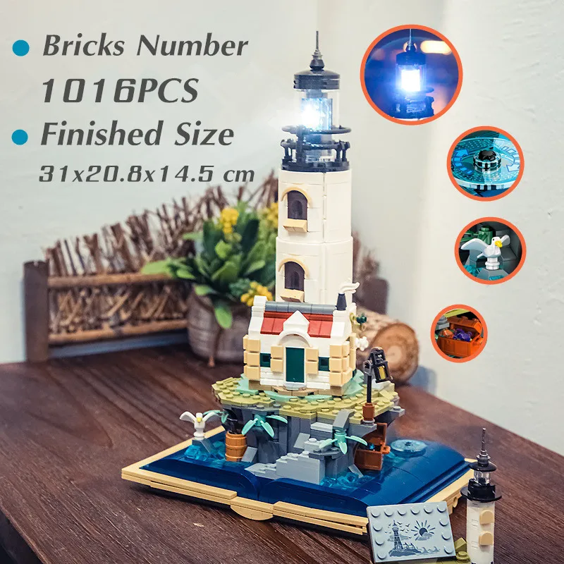 Sea Lighthouse Tower Model Friends Smaller 21335 Streetview Building Block Bricks Kit Children Christmas Toy Kid Gift Boys Set