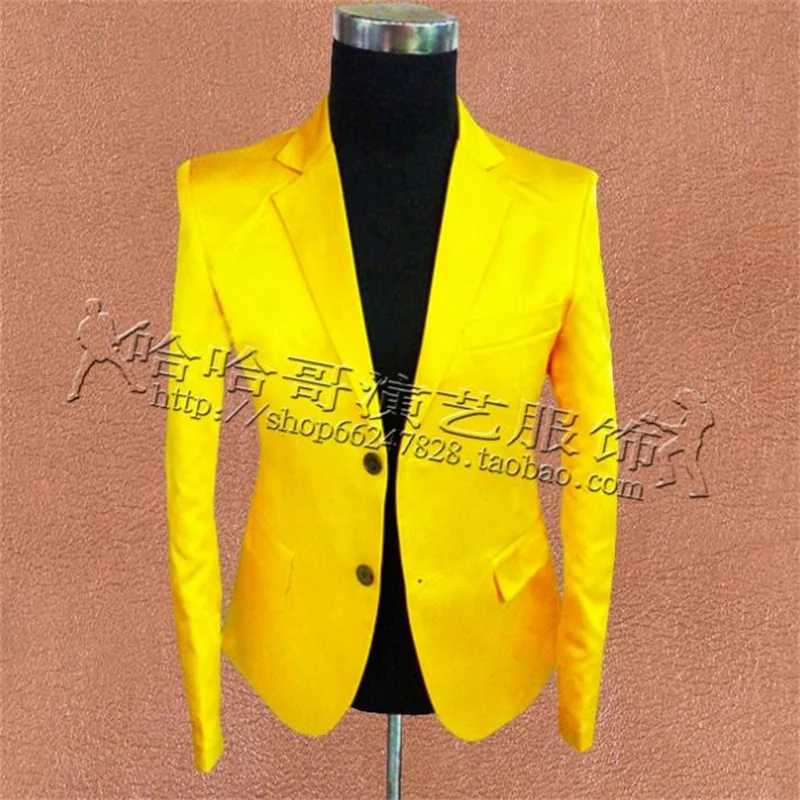 Yellow clothes men suits designs masculino homme stage costumes for singers slim jacket men blazer dance star style dress punk