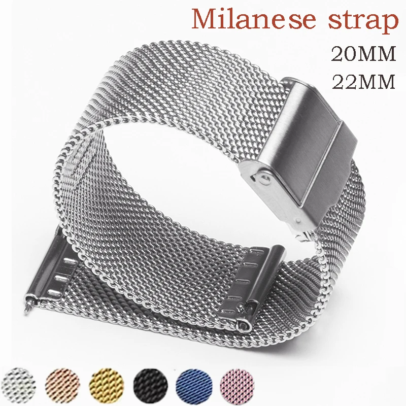 

22mm 20mm Milanese band Strap For Samsung Galaxy Watch Active 2 40mm 44mm Stainless Steel wristband For Huawei GT2 Pro 42mm 46mm