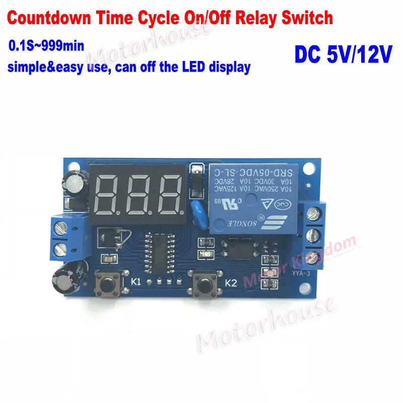 

Digital LED multi-function DC 5V 12V Countdown Infinite Cycle Delay Timing Timer Relay Switch ON/OFF Module