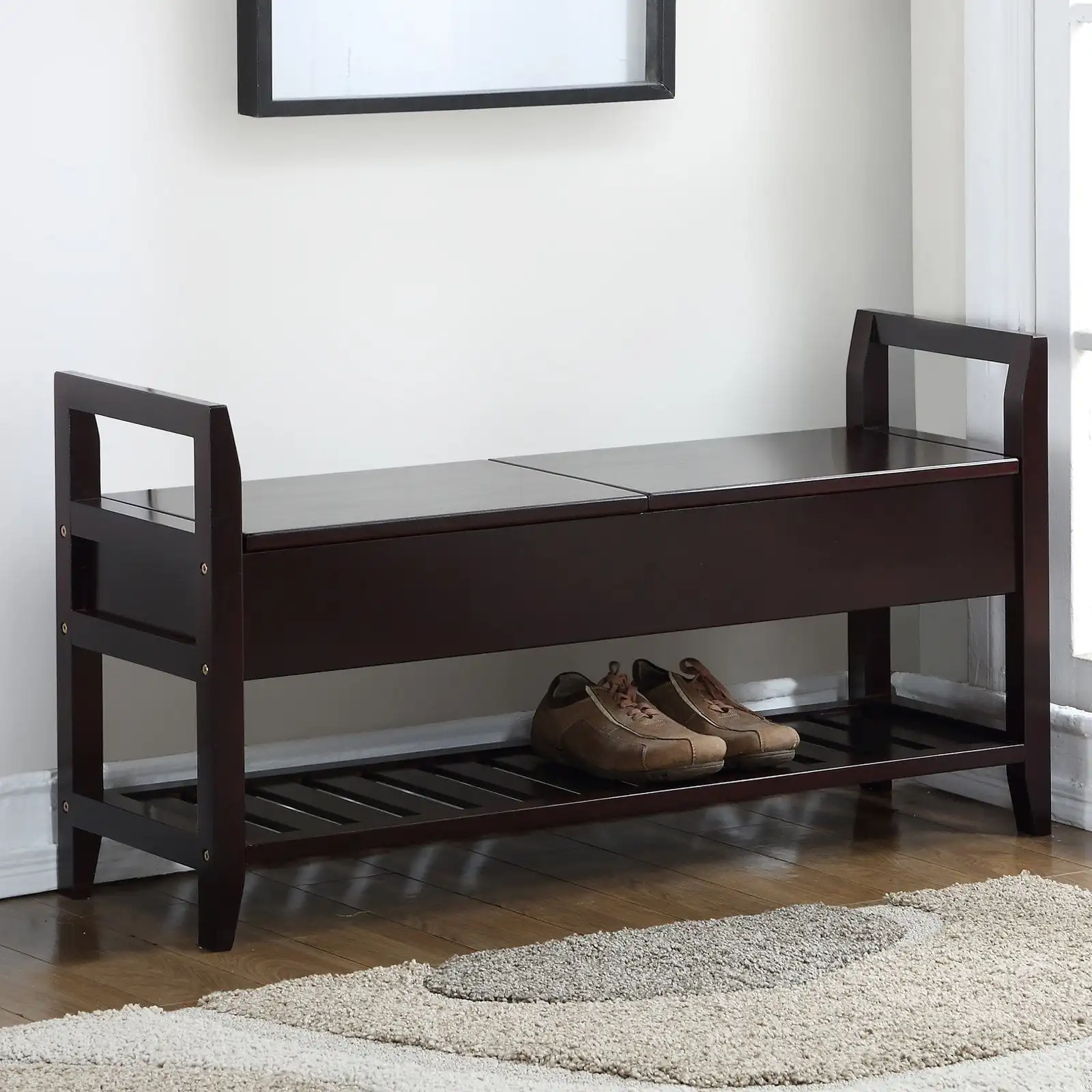 

Vannes Storage & Upholstered Bench, Espresso