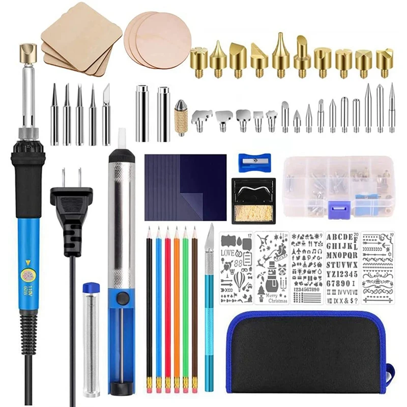 

Комплект для выжигания по дереву, инструмент для сжигания по дереву с регулируемой температурой, паяльник для тиснения, резьбы, вилка станд...