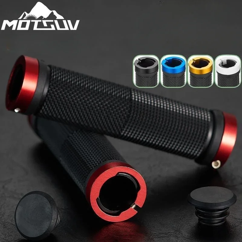 Bicycle Rubber Grips Alloy Lock Non-Slip Handlebar Double Aluminum on Locking