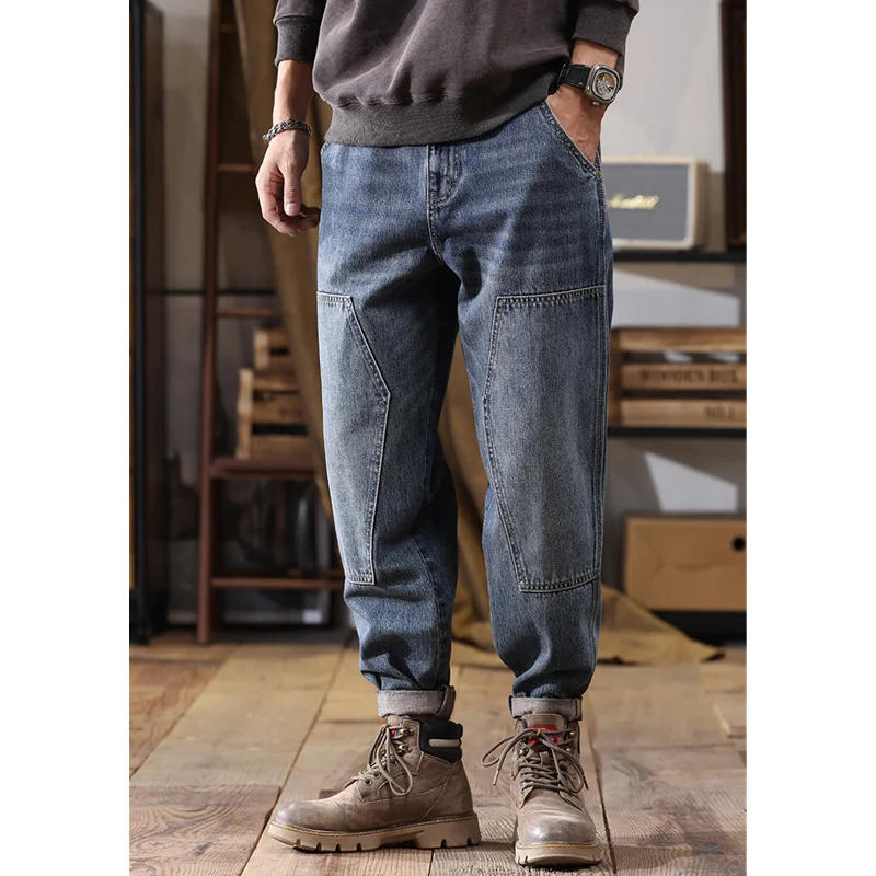 Men Clothing 2022 Autumn and Winter New Vintage Versatile Straight Large Haren Pants Loose Recreational Temperament Jeans Female