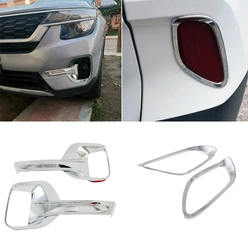 

Для Kia Seltos 2019 2020 2021, ABS передняя и задняя противотуманная фара, накладка, отражатель, противотуманная фара, крышка, наклейка, аксессуары