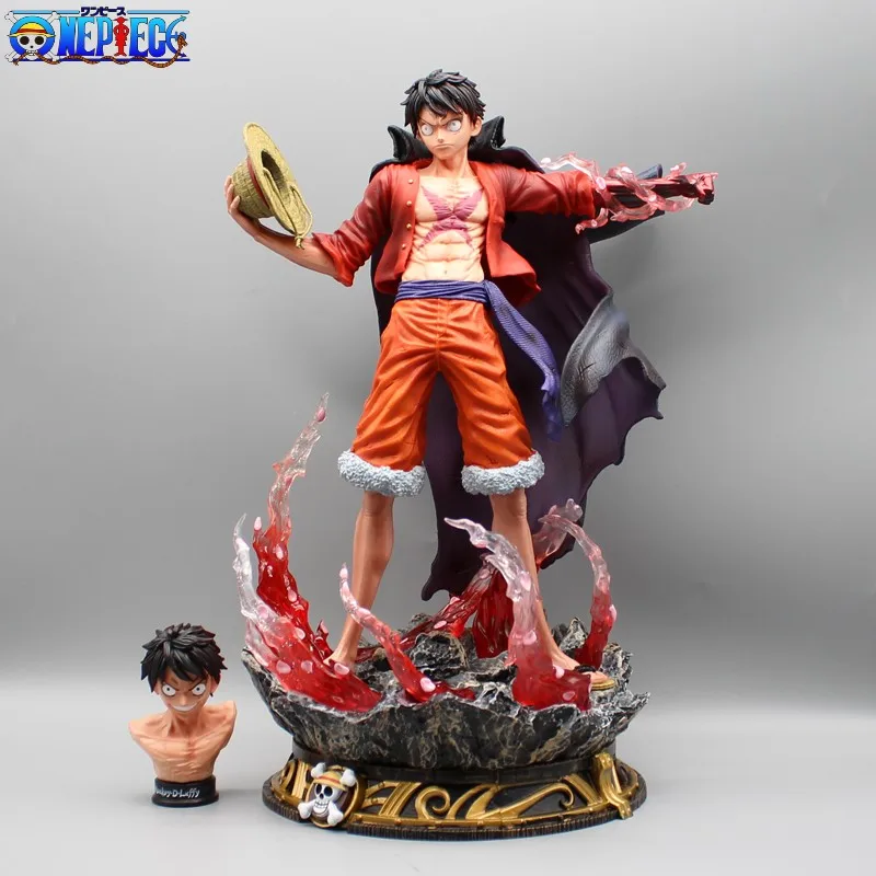 

One Piece Luffy Gk Anime figures 37cm Monkey D Luffy Figurine 2 Heads Statue Pvc Collectible Model Decoration Ornament Toy Gift
