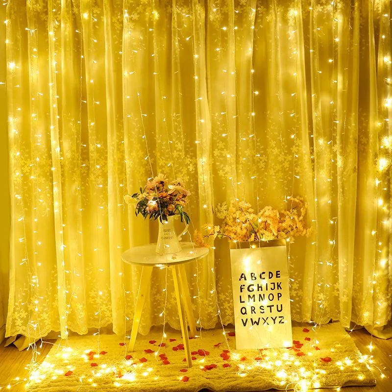 

New Year 2024 Garland LED Copper wire Curtain Fairy Lights 6 Meter Home Window Bedroom Christmas Wedding Party Decoration Lamp