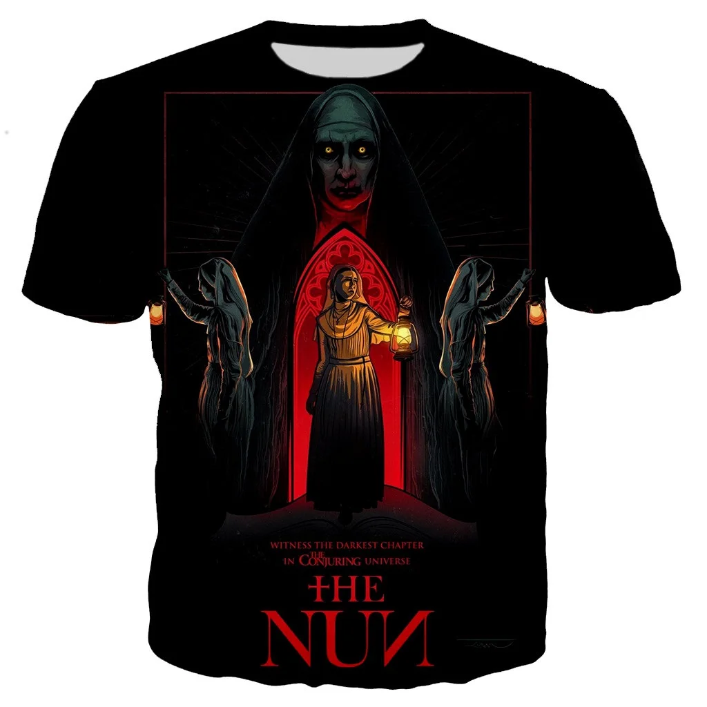

The Nun 3D Print Men T Shirts Fashion Casual O-neck Short Sleeve Tees Hip Hop Harajuku Summer Oversized Breathable Tops T-shirts