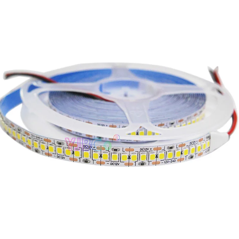 12V 5M Warm White/White/Red/Green/Blue SMD 2835 Flexible LED Strip tape 240Leds/m lights bar High Light Nowaterproof White PCB