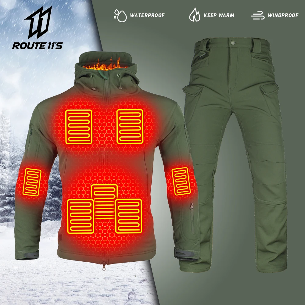 New Heated Jacket Windproof Warm Hiking Clothings Winter Coat Jacket For Men USB Self Heating Jacket Fishing Camping Clothing