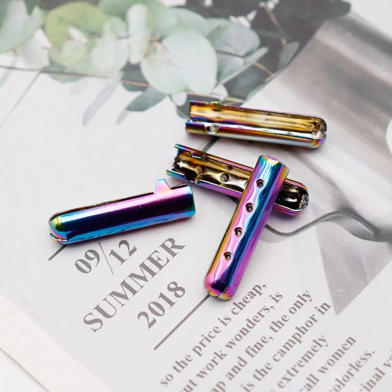 100pcs Wholesale Coolstring Metal Aglets 22.4*4MM Electroplating Gradient Lacet Tips Mouth Open Cordon Decorative Plating Heads